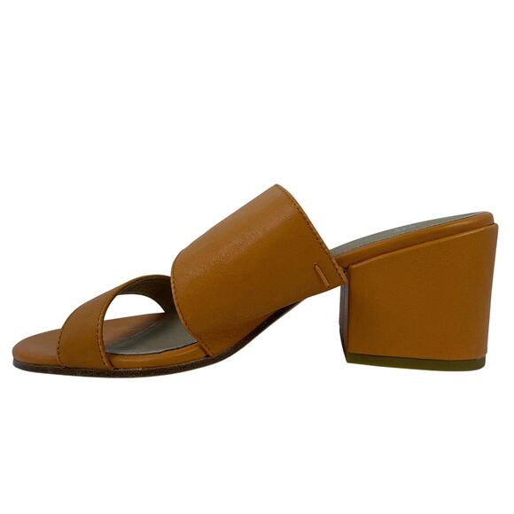 Eileen Fisher Rome Mule Sandal Womens 8 Orange Leather Straps Slip On Block Heel main image 4